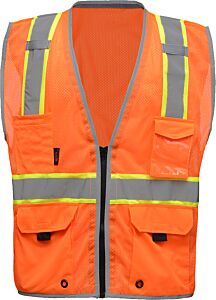 Gss Safety 1704 Class 2 Hype-Lite Safety Vest W/Black Side, Orange, Size 5X-Large