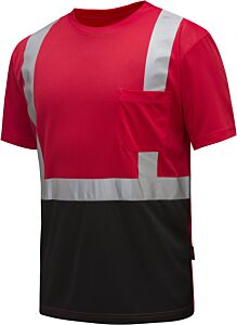 Gss Safety 5124 Non Ansi Colored Short Sleeve T-Shirt With Black Bottom, Red, Size Large