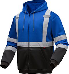 Gss Safety 7023 Non-Ansi Fleece Full Sweatshirt, Full Zip Style, Blue, Size 2X-Large