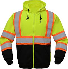Gss Safety 7009 Class 3 Two Tone Fleece Full Sweatshirt, Full Zip Style, Lime, Size 5X-Large