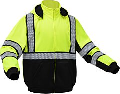 Gss Safety 7511 Onyx Class 3 Sweatshirt With Tefflon Coating, Lime, Size Large