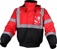 Gss Safety 8014 Non Ansi Colored Waterproof Quilted Bomber Jacket With Black Bottom, Red, Size Large