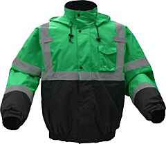 Gss Safety 8016 Non Ansi Colored Waterproof Quilted Bomber Jacket With Black Bottom, Cert Green, Green, Size 5X-Large