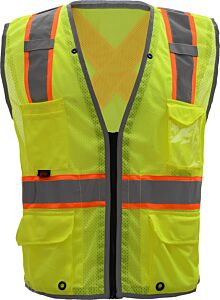 Gss Safety 1601 Hype-Lite Class 2 Vest With Reflective Trim, X Back, Lime, Size 4X-Large