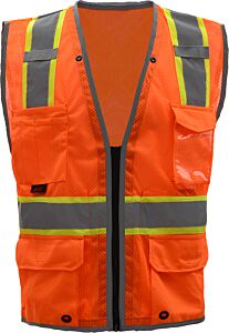Gss Safety 1602 Hype-Lite Class 2 Vest With Reflective Trim, X Back, Orange, Size Large
