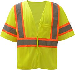 Gss Safety 2005 Standard Two Tone Mesh Vest With Zipper, Class 3, Lime, Size X-Large
