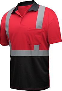 Gss Safety 5024 Non-Ansi Short Sleeve Polo Shirt With Black Bottom, Red, Size 5X-Large