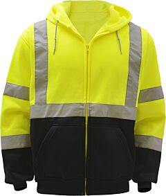 Gss Safety 7003 Class 3 Fleece Full Sweatshirt, Full Zip Style, Lime, Size 3X-Large