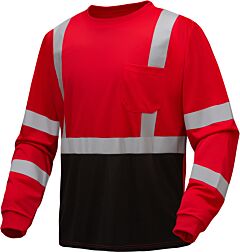 Gss Safety 5134 Non Ansi Colored Long Sleeve T-Shirt With Black Bottom, Red, Size 4X-Large