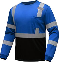 Gss Safety 5133 Non Ansi Colored Long Sleeve T-Shirt With Black Bottom, Blue, Size Small