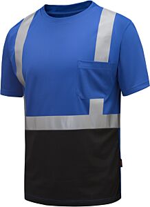 Gss Safety 5123 Non Ansi Colored Short Sleeve T-Shirt With Black Bottom, Blue, Size Large