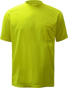 Gss Safety 5501 Enhanced Safety Short Sleeve T-Shirt With Chest Pocket, Lime, Size 2X-Large