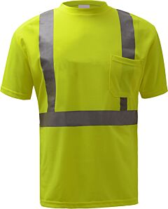 Gss Safety 5001 Class 2 Short Sleeve T-Shirt With Chest Pocket, Lime, Size 5X-Large