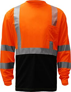 Gss Safety 5114 Class 3 Long Sleeve T-Shirt With Black Bottom, Orange, Size Large