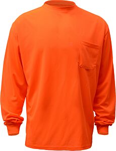 Gss Safety 5504 Enhanced Safety Long Sleeve T-Shirt With Chest Pocket, Orange, Size Medium