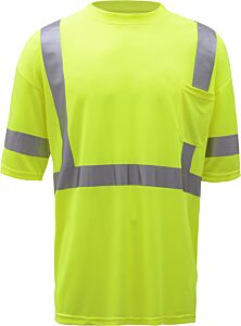 Gss Safety 5007 Class 3 Short Sleeve T-Shirt With Chest Pocket, Lime, Size X-Large