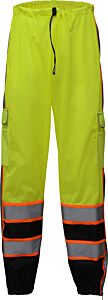 Gss Safety 3807 Premium Class E Safety Mesh Pants With Black Bottom, Lime, Size Small/Medium