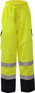 Gss Safety 6803 Premium Class E Rain Pants With Black Bottom, Lime, Size Small/Medium