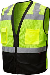 Gss Safety 1201 Surveyor Multi-Colored Safety Vest, Lime, Size 4X/5X-Large