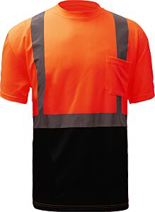 Gss Safety 5112 Class 2 Short Sleeve T-Shirt With Black Bottom, Orange, Size Large