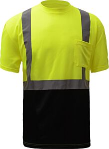 Gss Safety 5111 Class 2 Short Sleeve T-Shirt With Black Bottom, Lime, Size 6X-Large