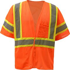 Gss Safety 2008 Economy Class 3 Safety Two-Tone Vest, Hook & Loop, Orange, Size 4X-Large