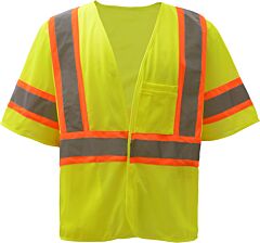 Gss Safety 2007 Economy Class 3 Safety Two-Tone Vest, Hook & Loop, Lime, Size 2X-Large