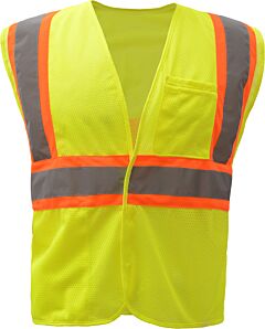 Gss Safety 1007 Economy Class 2 Safety Two-Tone Vest, Hook & Loop, Lime, Size 5X-Large