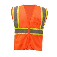 Gss Safety 1006 Economy Class 2 Safety Two-Tone Vest, Zipper, Orange, Size 4X-Large