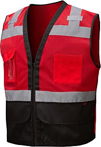 Gss Safety 1204 Surveyor Multi-Colored Safety Vest, Red, Size Large/X-Large