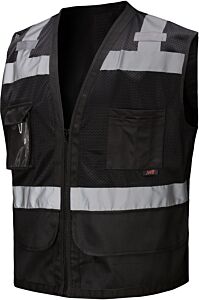 Gss Safety 1205 Surveyor Multi-Colored Safety Vest, Black, Size Small/Medium