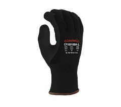Task Gloves Cf10010Bk-Xl Celsiheit - Black Heavy Thermal Shell, Double Layer Acrylic Insulation, Black Crinkle Latex Palm Coated Gloves With Pvc Waterproof Barrier, Size X-Large