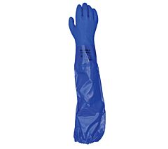 Task Gloves Ch1304Gc-L Blue Rough Finish Pvc Triple Dipped Gloves With Cotton Lined And 24" Gauntlet Sleeve, Size Large