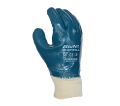 Task Gloves Ch3301Kw-L Blue Smooth Nitrile Fully Coated, Cotton Jersey Liner Glove With Knit Wrist, Size Large