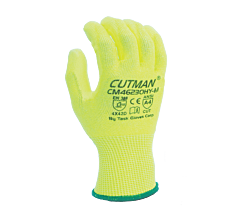 Task Gloves Cm46230Hy-2Xl 13 Gauge Hi-Vis Yellow Hdpe Shell, Polyurethane Palm Coated, Ansi A4, Size 2X-Large