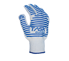 Task Gloves Ht1002 Cotton Shell, Cotton/Polyester Inner Layer, 2-Sided Silicone Non-Slip Strips, Max Hot Surface 500 Degrees Fahrenheit, Size Men'S Large