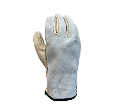 Task Gloves Ib1840-M Economy Grain Cowhide Palm Driver W/ Gray Split Leather Back,Shirred Elastic Back And Keystone Thumb, Size Medium