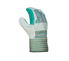 Task Gloves Ib4320 Regular Shoulder Split Cowhide, Double Palm Gloves With Reinforced Palm-Thumb Index And Pinky Finger,Wing Thumb, 2.5" Rubberized Safety Cuff (Mens)