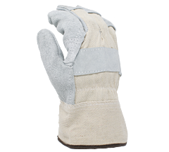 Task Gloves Ib5323Wc Cowhide Leather Palm, Patch Palm, Wing Thumb, White Canvas Back, 2 1/2" Canvas Cuff, Size Large