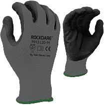 Task Gloves Mh3130-L 13 Gauge Gray Polyester Shell, Black Sandy Foam Nitrile Palm Coated, Size Large
