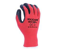 Task Gloves Mh6130R-S 13 Gauge Red Polyester Shell, Black Crinkle Latex Palm Coated, Size Small