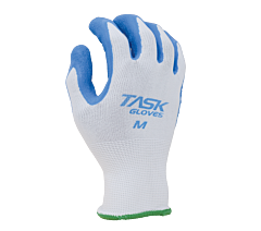 Task Gloves Mh6130W-S 13G White Polyester Liner, Blue Crinkle Latex Palm Coated Gloves, Size Small