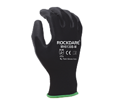 Task Gloves Mh8130B-Xs Polyurethane Black Palm Coated Gloves, Size X-Small