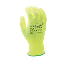 Task Gloves Mh8130Hy-L 13G Hi-Vis Yellow Polyester Liner, Polyurethane Palm Coated, Size Large