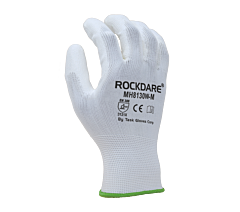 Task Gloves Mh8130W-S Polyurethane White Palm Coated Gloves, Size Small