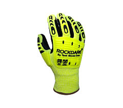 Task Gloves Rd3000-2Xl Hi-Vis Yellow Hdpe Shell, Ansi Cut A5, Double Layer Acrylic Liner, Black Crinkle Latex Palm Coated, Tpr Back, Pvc Waterproof Barrier, Size 2X-Large
