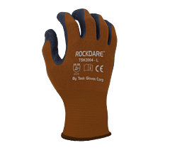 Task Gloves Tsk2004-Xl Latex Palm Coated Brown Nylon Gloves, Size X-Large