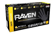 Sas Safety 66520 Raven Black Powder-Free Exam Grade Nitrile Gloves, 7 Mil, Size 2X-Large