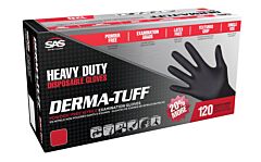 Sas Safety 66583 Derma-Tuff Black Powder-Free Exam Grade Nitrile Gloves, 6 Mil, Size Large