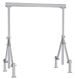 Vestil Aha-2-8-10-Alo Aluminum Adjustable Height Gantry Crane With Adjustable Leveling Option 8 Ft. Wide X 10 Ft. Max Usable Height 2,000 Lb. Capacity Silver
